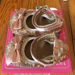 “My First Weitzmans” rose gold Mary Jane shoes